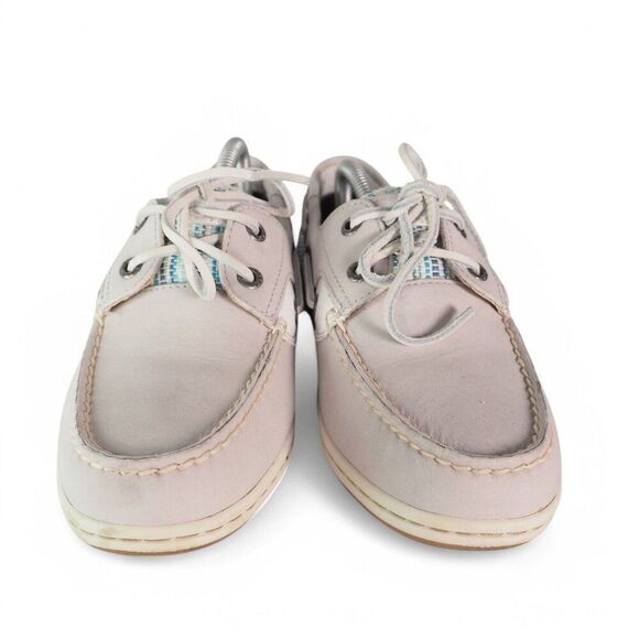 Sperry Top-Sider Koifish Raffia Leather Boat Shoes Light Grey / Blue STS95667 Wo - Picture 3 of 11